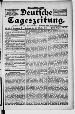 Deutsche Tageszeitung on Oct 30, 1904