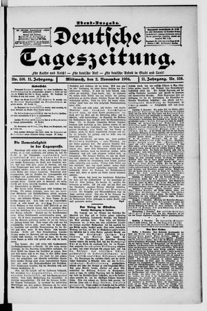 Deutsche Tageszeitung vom 02.11.1904