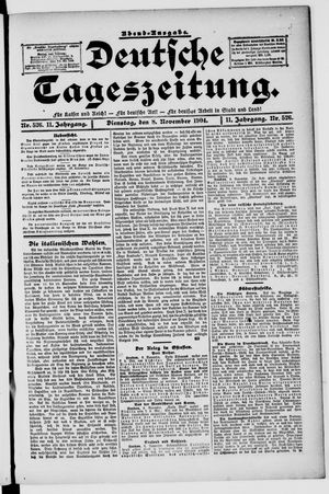 Deutsche Tageszeitung on Nov 8, 1904