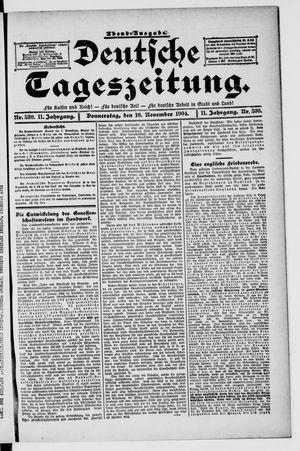 Deutsche Tageszeitung on Nov 10, 1904