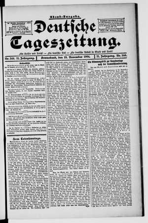 Deutsche Tageszeitung on Nov 19, 1904