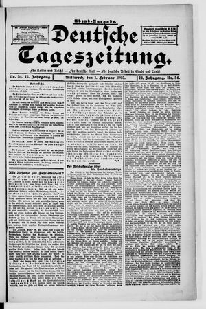 Deutsche Tageszeitung on Feb 1, 1905