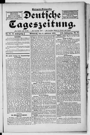 Deutsche Tageszeitung on Feb 8, 1905
