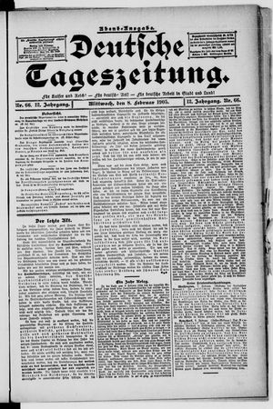 Deutsche Tageszeitung on Feb 8, 1905