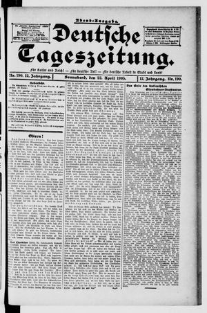 Deutsche Tageszeitung vom 22.04.1905