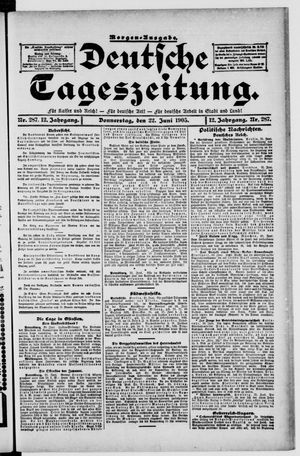 Deutsche Tageszeitung on Jun 22, 1905