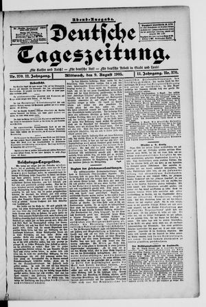 Deutsche Tageszeitung on Aug 9, 1905