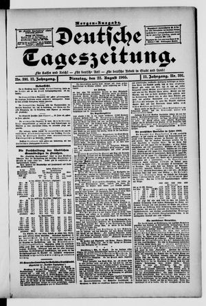 Deutsche Tageszeitung on Aug 22, 1905