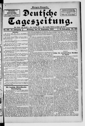 Deutsche Tageszeitung on Sep 10, 1905