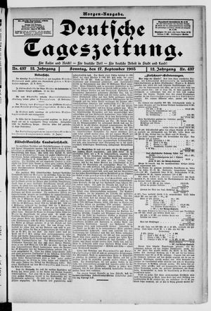 Deutsche Tageszeitung vom 17.09.1905