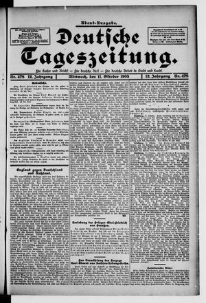 Deutsche Tageszeitung on Oct 11, 1905