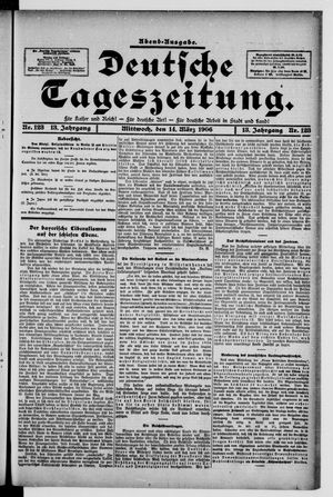 Deutsche Tageszeitung on Mar 14, 1906
