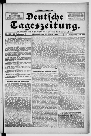 Deutsche Tageszeitung vom 25.04.1906
