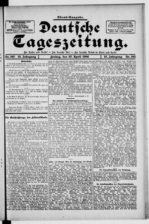 Deutsche Tageszeitung vom 27.04.1906