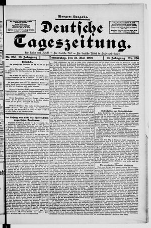 Deutsche Tageszeitung vom 31.05.1906