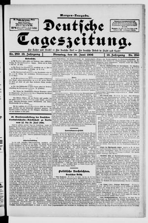 Deutsche Tageszeitung on Jun 19, 1906