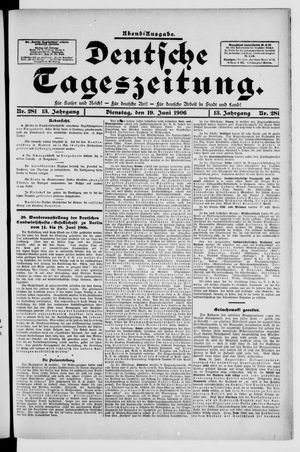 Deutsche Tageszeitung on Jun 19, 1906