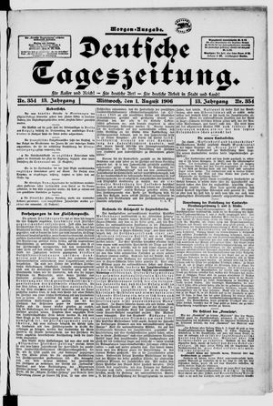 Deutsche Tageszeitung on Aug 1, 1906