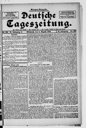 Deutsche Tageszeitung on Aug 8, 1906