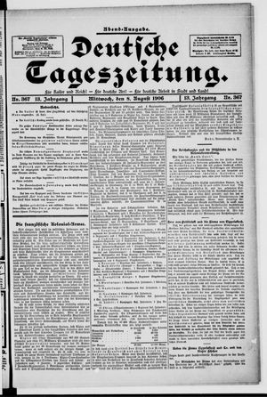 Deutsche Tageszeitung on Aug 8, 1906