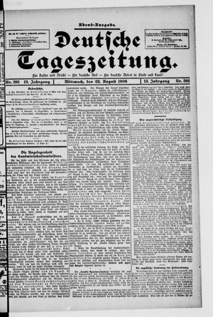 Deutsche Tageszeitung vom 22.08.1906