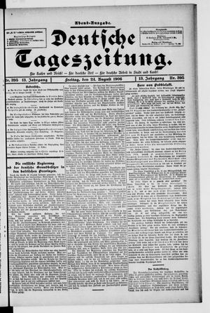 Deutsche Tageszeitung vom 24.08.1906