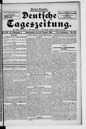 Deutsche Tageszeitung on Aug 30, 1906
