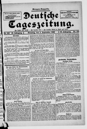 Deutsche Tageszeitung on Sep 4, 1906