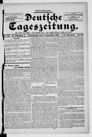 Deutsche Tageszeitung on Sep 6, 1906