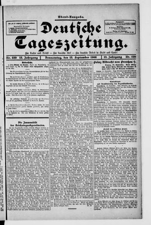 Deutsche Tageszeitung vom 13.09.1906