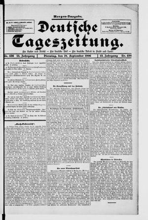 Deutsche Tageszeitung on Sep 18, 1906