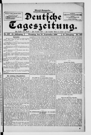 Deutsche Tageszeitung on Sep 18, 1906