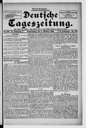 Deutsche Tageszeitung on Oct 4, 1906