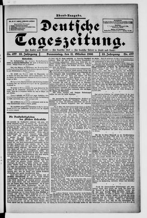 Deutsche Tageszeitung on Oct 11, 1906