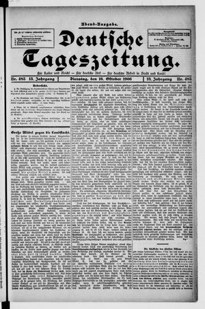 Deutsche Tageszeitung on Oct 16, 1906