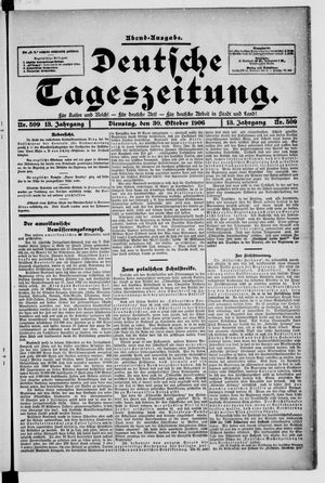 Deutsche Tageszeitung vom 30.10.1906