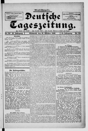Deutsche Tageszeitung vom 31.10.1906
