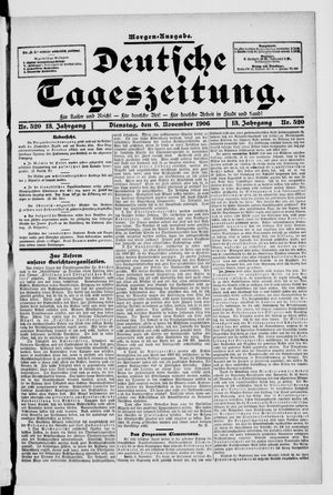 Deutsche Tageszeitung on Nov 6, 1906