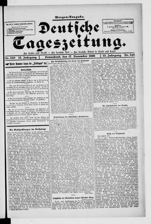 Deutsche Tageszeitung vom 17.11.1906