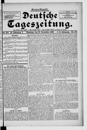 Deutsche Tageszeitung vom 27.11.1906