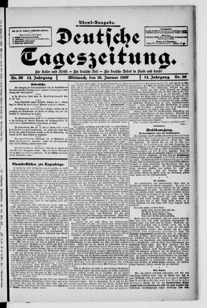 Deutsche Tageszeitung on Jan 16, 1907