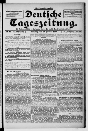 Deutsche Tageszeitung on Feb 19, 1907