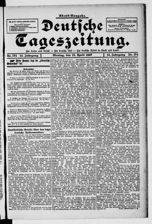 Deutsche Tageszeitung vom 15.04.1907