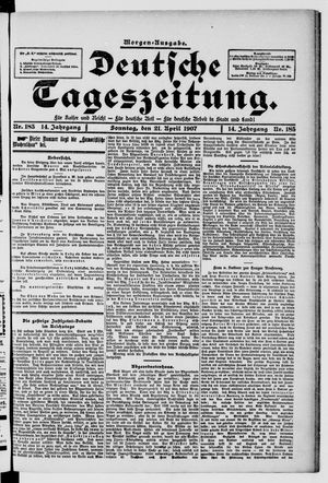 Deutsche Tageszeitung on Apr 21, 1907