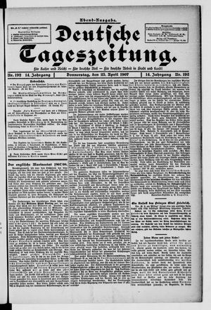 Deutsche Tageszeitung on Apr 25, 1907