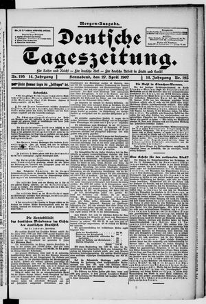 Deutsche Tageszeitung vom 27.04.1907