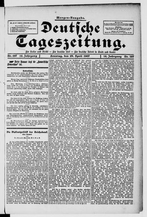 Deutsche Tageszeitung on Apr 28, 1907