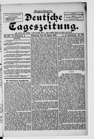 Deutsche Tageszeitung vom 30.04.1907