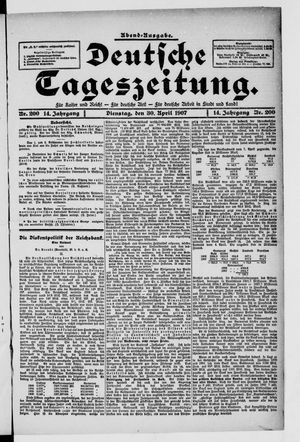 Deutsche Tageszeitung vom 30.04.1907