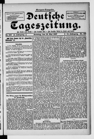 Deutsche Tageszeitung on May 12, 1907